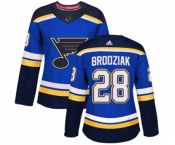 Women Adidas St. Louis Blues #28 Kyle Brodziak Authentic Royal Blue Home NHL Jersey