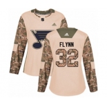 Women Adidas St. Louis Blues #32 Brian Flynn Authentic Camo Veterans Day Practice NHL Jersey