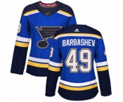 Women Adidas St. Louis Blues #49 Ivan Barbashev Premier Royal Blue Home NHL Jersey