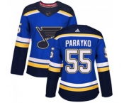 Women Adidas St. Louis Blues #55 Colton Parayko Premier Royal Blue Home NHL Jersey