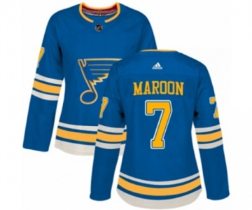 Women Adidas St. Louis Blues #7 Patrick Maroon Authentic Navy Blue Alternate NHL Jersey
