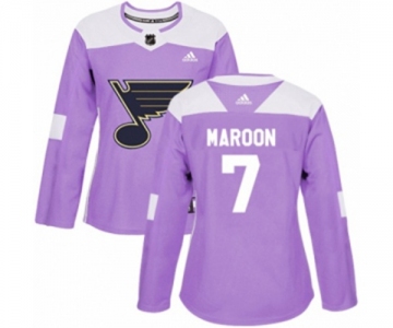 Women Adidas St. Louis Blues #7 Patrick Maroon Authentic Purple Fights Cancer Practice NHL Jersey