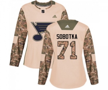 Women Adidas St. Louis Blues #71 Vladimir Sobotka Authentic Camo Veterans Day Practice NHL Jersey