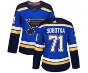 Women Adidas St. Louis Blues #71 Vladimir Sobotka Authentic Royal Blue Home NHL Jersey