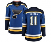 Women St. Louis Blues #11 Brian Sutter Fanatics Branded Royal Blue Home Breakaway NHL Jersey