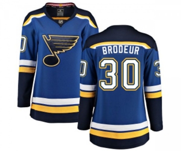 Women St. Louis Blues #30 Martin Brodeur Fanatics Branded Royal Blue Home Breakaway NHL Jersey