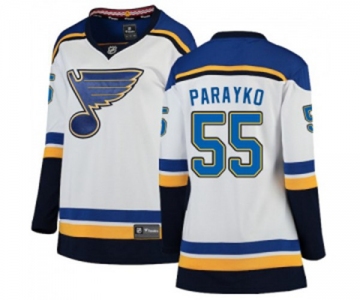 Women St. Louis Blues #55 Colton Parayko Fanatics Branded White Away Breakaway NHL Jersey