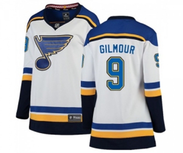 Women St. Louis Blues #9 Doug Gilmour Fanatics Branded White Away Breakaway NHL Jersey