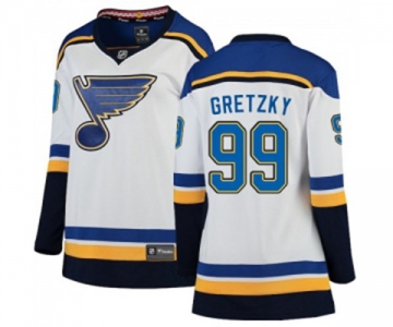 Women St. Louis Blues #99 Wayne Gretzky Fanatics Branded White Away Breakaway NHL Jersey