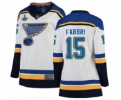 Women's St. Louis Blues #15 Robby Fabbri Fanatics Branded White Away Breakaway 2019 Stanley Cup Champions Hockey Jersey
