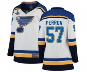 Women's St. Louis Blues #57 David Perron Fanatics Branded White Away Breakaway 2019 Stanley Cup Champions Hockey Jersey