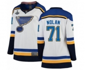 Women's St. Louis Blues #71 Jordan Nolan Fanatics Branded White Away Breakaway 2019 Stanley Cup Champions Hockey Jersey