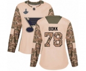 Women's St. Louis Blues #78 Dominik Bokk Authentic Camo Veterans Day Practice 2019 Stanley Cup Champions Hockey Jersey