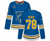 Women's St. Louis Blues #78 Dominik Bokk Authentic Navy Blue Alternate 2019 Stanley Cup Champions Hockey Jersey