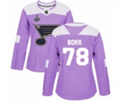 Women's St. Louis Blues #78 Dominik Bokk Authentic Purple Fights Cancer Practice 2019 Stanley Cup Champions Hockey Jersey