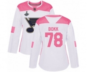 Women's St. Louis Blues #78 Dominik Bokk Authentic White Pink Fashion 2019 Stanley Cup Champions Hockey Jersey