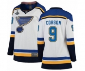 Women's St. Louis Blues #9 Shayne Corson Fanatics Branded White Away Breakaway 2019 Stanley Cup Champions Hockey Jersey