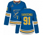 Women's St. Louis Blues #91 Vladimir Tarasenko Authentic Navy Blue Alternate 2019 Stanley Cup Champions Hockey Jersey