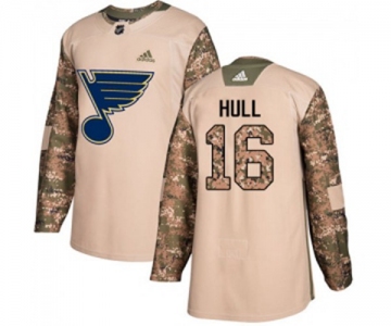 Youth Adidas St. Louis Blues #16 Brett Hull Authentic Camo Veterans Day Practice NHL Jersey