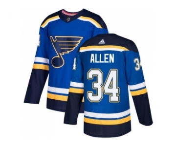 Youth Adidas St. Louis Blues #34 Jake Allen Blue Home Authentic Stitched NHL Jersey