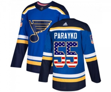 Youth Adidas St. Louis Blues #55 Colton Parayko Authentic Blue USA Flag Fashion NHL Jersey