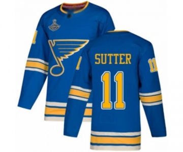 Youth St. Louis Blues #11 Brian Sutter Authentic Navy Blue Alternate 2019 Stanley Cup Champions Hockey Jersey