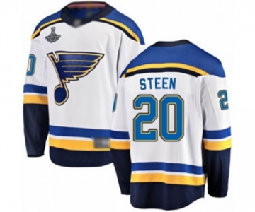 Youth St. Louis Blues #20 Alexander Steen Fanatics Branded White Away Breakaway 2019 Stanley Cup Champions Hockey Jersey