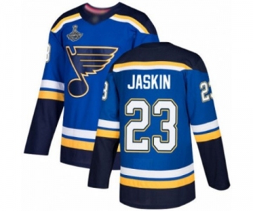 Youth St. Louis Blues #23 Dmitrij Jaskin Authentic Royal Blue Home 2019 Stanley Cup Champions Hockey Jersey