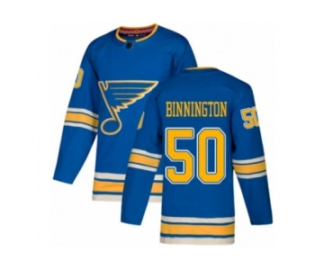 Youth St. Louis Blues #50 Jordan Binnington Authentic Navy Blue Alternate Hockey Jersey