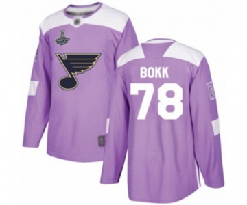 Youth St. Louis Blues #78 Dominik Bokk Authentic Purple Fights Cancer Practice 2019 Stanley Cup Champions Hockey Jersey