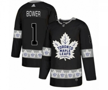 Adidas Toronto Maple Leafs #1 Johnny Bower Authentic Black Team Logo Fashion NHL Jersey