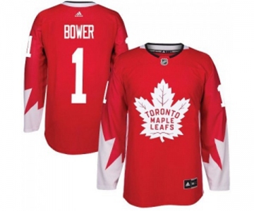 Adidas Toronto Maple Leafs #1 Johnny Bower Premier Red Alternate NHL Jersey