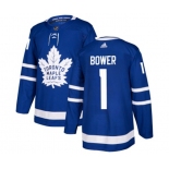 Adidas Toronto Maple Leafs #1 Johnny Bower Premier Royal Blue Home NHL Jersey
