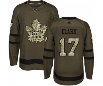 Adidas Toronto Maple Leafs #17 Wendel Clark Authentic Green Salute to Service NHL Jersey