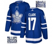 Adidas Toronto Maple Leafs #17 Wendel Clark Authentic Royal Blue Fashion Gold NHL Jersey
