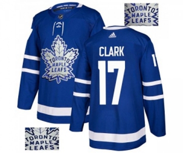 Adidas Toronto Maple Leafs #17 Wendel Clark Authentic Royal Blue Fashion Gold NHL Jersey