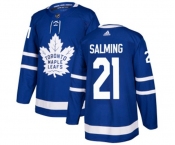 Adidas Toronto Maple Leafs #21 Borje Salming Authentic Royal Blue Home NHL Jersey