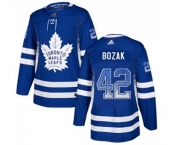 Adidas Toronto Maple Leafs #42 Tyler Bozak Authentic Blue Drift Fashion NHL Jersey