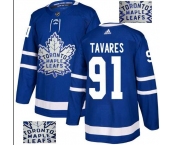 Adidas Toronto Maple Leafs #91 Tavares Authentic Royal Blue Fashion Gold NHL Jersey