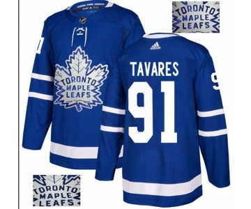 Adidas Toronto Maple Leafs #91 Tavares Authentic Royal Blue Fashion Gold NHL Jersey