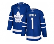 Men Adidas Toronto Maple Leafs #1 Johnny Bower Blue Home Authentic Stitched NHL Jersey