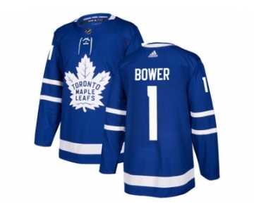 Men Adidas Toronto Maple Leafs #1 Johnny Bower Blue Home Authentic Stitched NHL Jersey