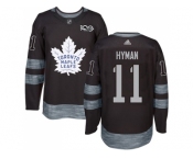 Men Adidas Toronto Maple Leafs #11 Zach Hyman Black 1917-2017 100th Anniversary Stitched NHL Jersey