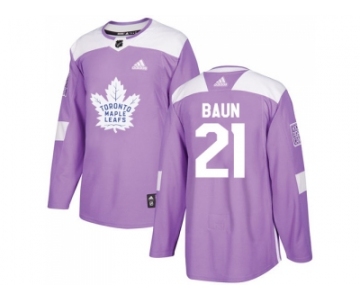 Men Adidas Toronto Maple Leafs #21 Bobby Baun Purple Authentic Fights Cancer Stitched NHL Jersey