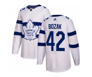 Men Adidas Toronto Maple Leafs #42 Tyler Bozak White Authentic 2018 Stadium Series Stitched NHL Jersey