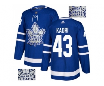 Men Adidas Toronto Maple Leafs #43 Nazem Kadri Blue Home Authentic Fashion Gold Stitched NHL Jersey
