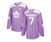 Men Adidas Toronto Maple Leafs #7 Lanny McDonald Purple Authentic Fights Cancer Stitched NHL Jersey