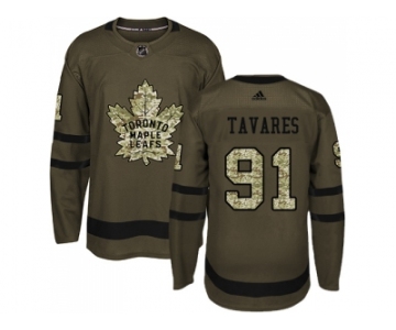 Men Adidas Toronto Maple Leafs #91 John Tavares Green Salute to Service Stitched NHL Jersey