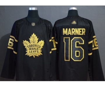 Men's Maple Leafs #16 Mitchell Marner Black Gold Authentic Stitched Hockey Jersey
