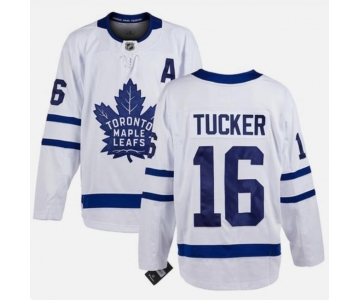 Men's Toronto Maple Leafs #16 Darcy Tucker White With A Patch Stitched Hockey Jersey